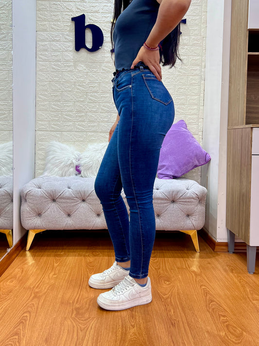 Skinny Jeans de 1 botón Azul Intermedio