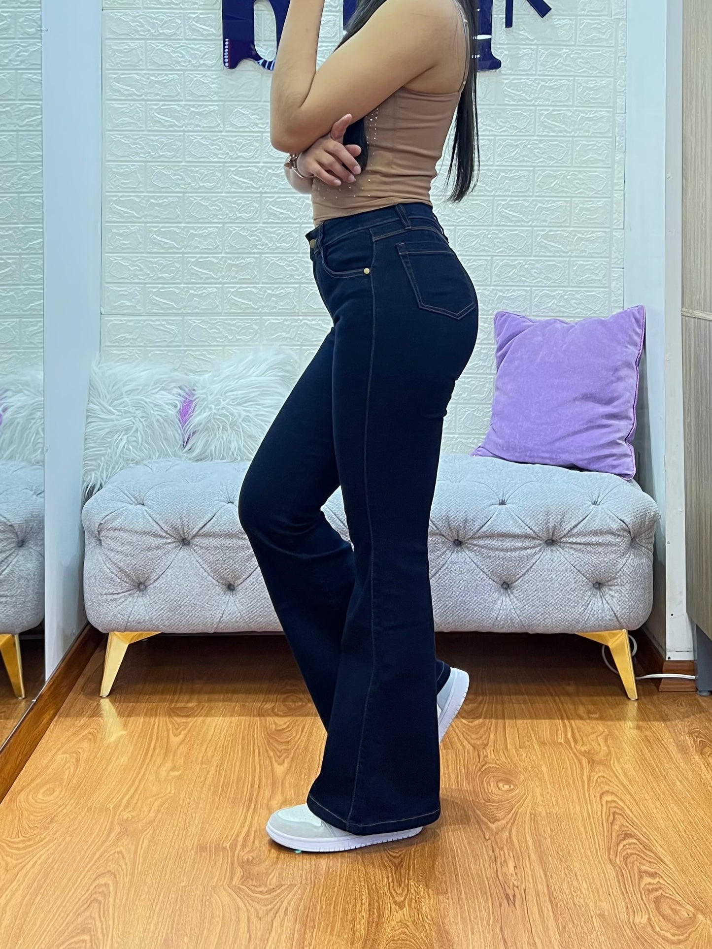 Bootcut Jeans de 1 botón Azul Industrial