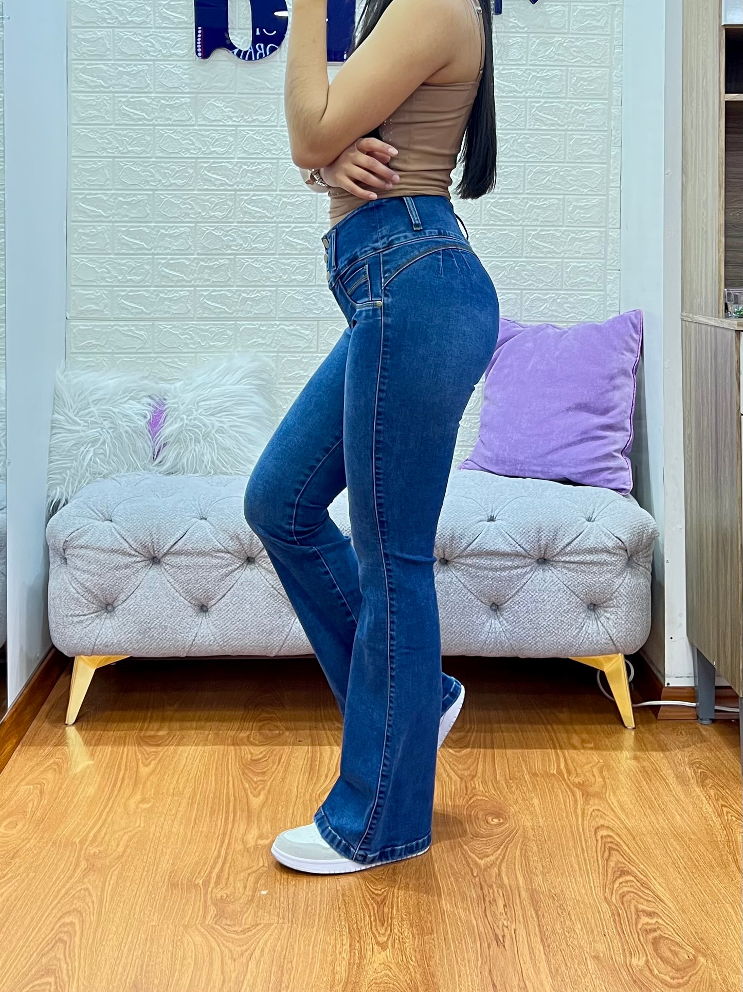 Jean Acampanado de 3 botones Azul B