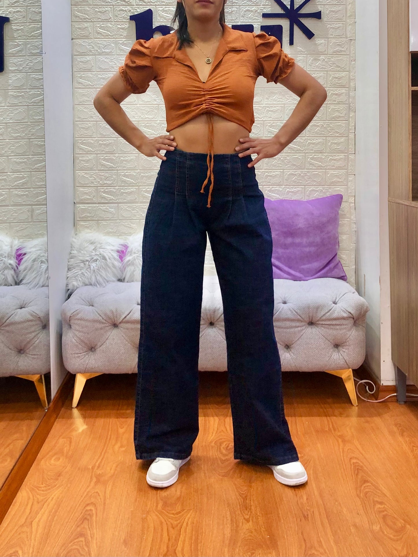 Palazzo Jeans en Tela Stretch