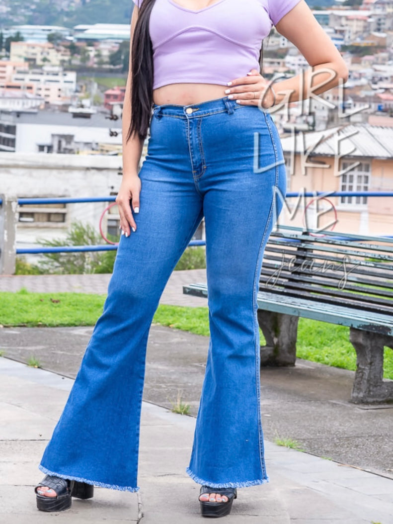 Bootcut Jeans con Deshilachado Blanco