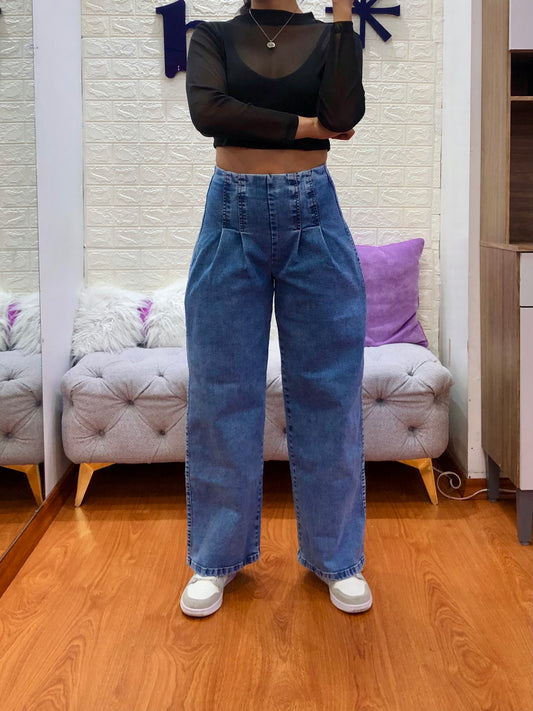 Palazzo Jeans en Tela Stretch