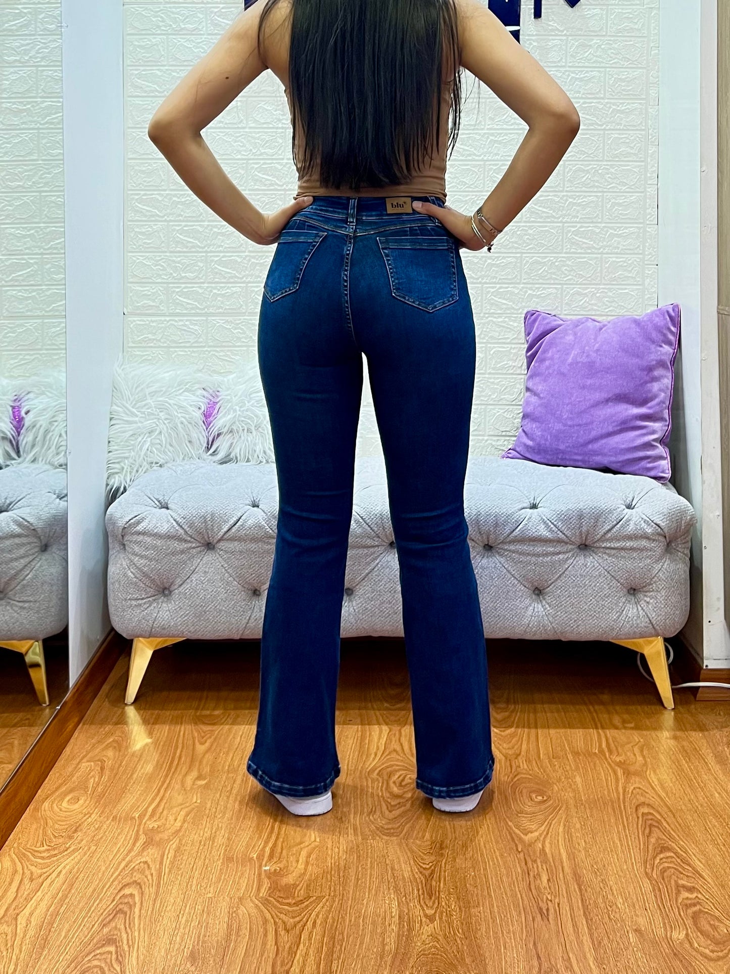 Bootcut Jeans de 1 botón Azul C