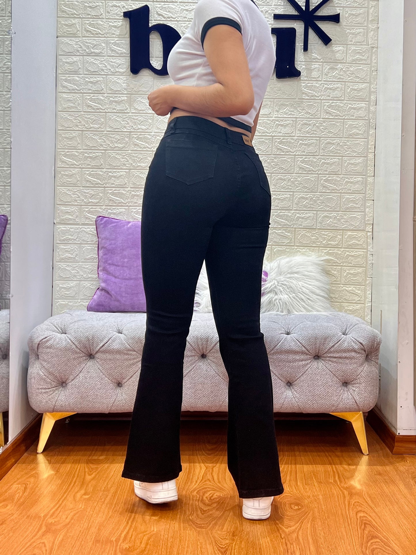 Bootcut Jeans de 1 botón Negro