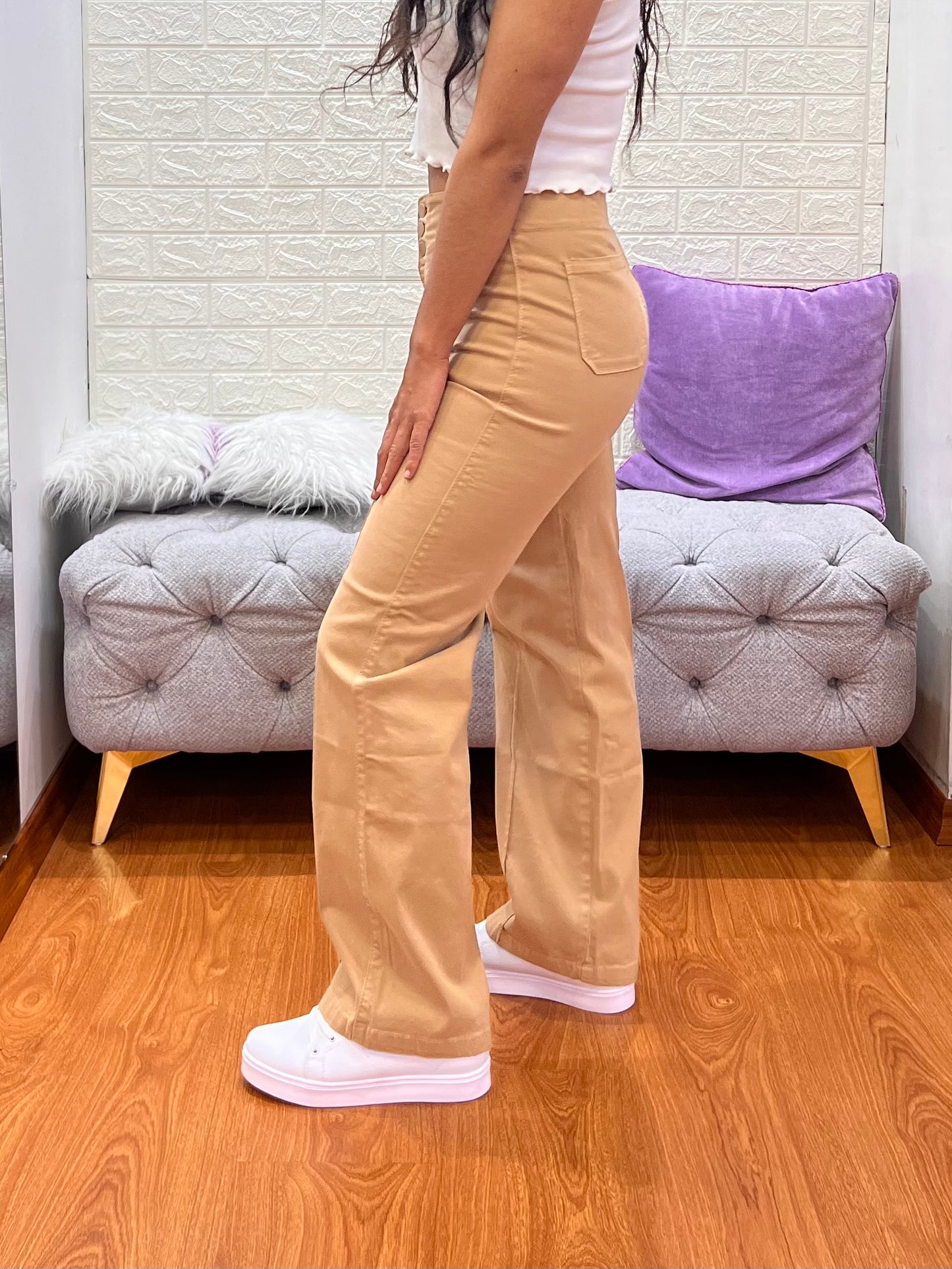 Pantalón Tipo Pana con Vena Caramelo
