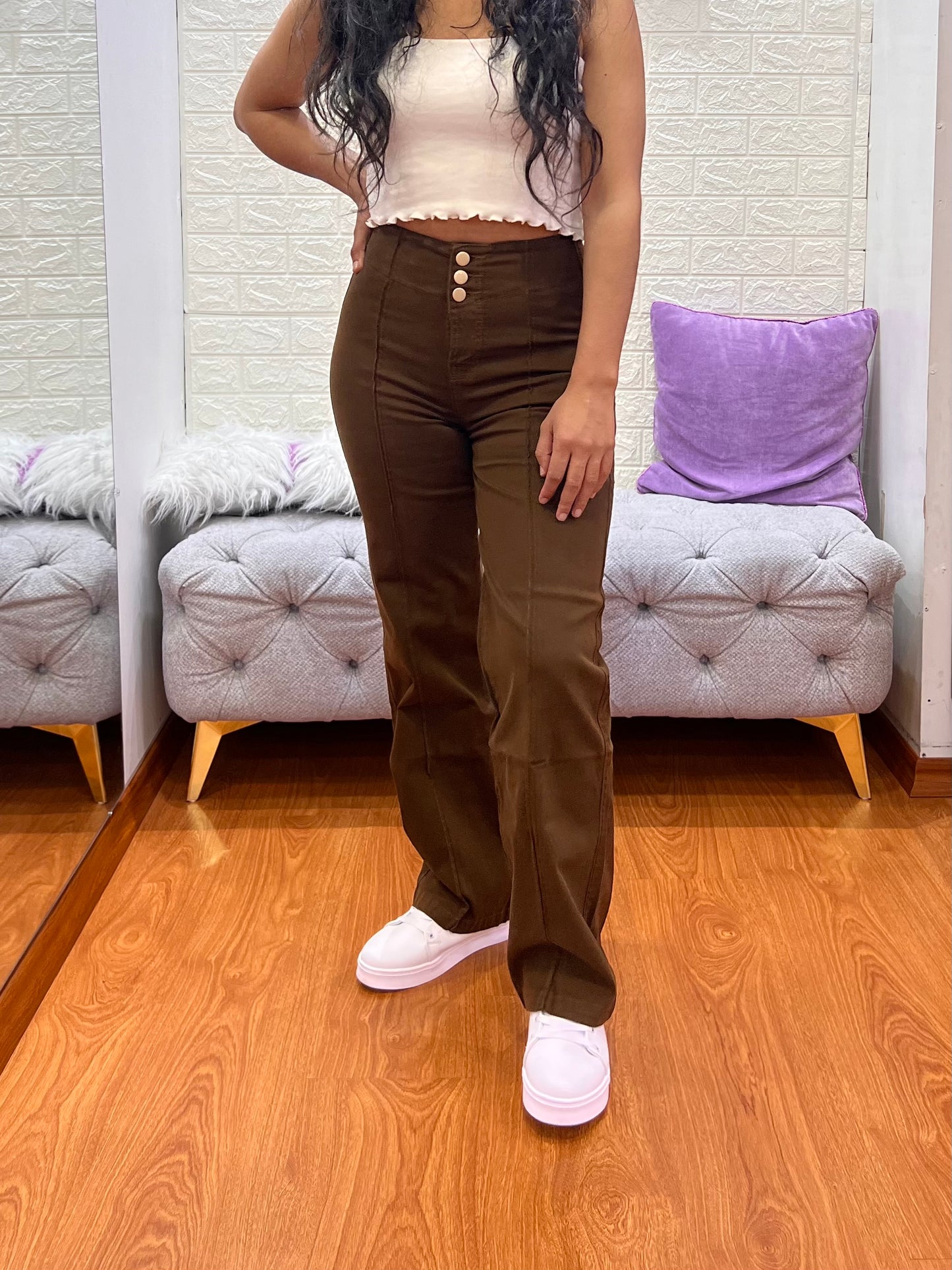 Pantalón Tipo Pana con Vena Chocolate